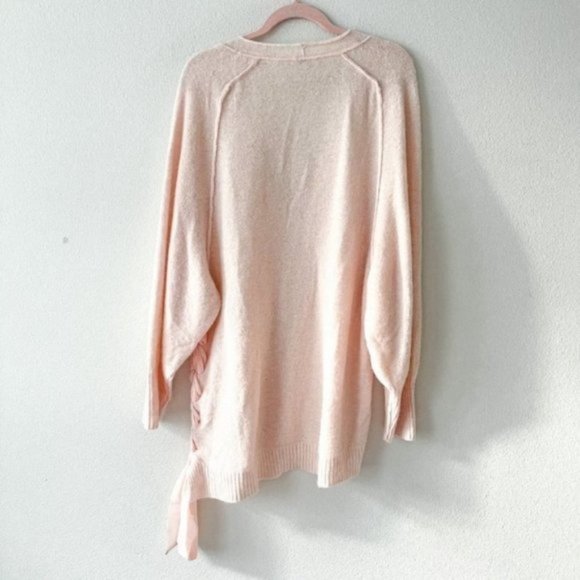 Free people like new lace up light pink sweater - Picture 6 of 12